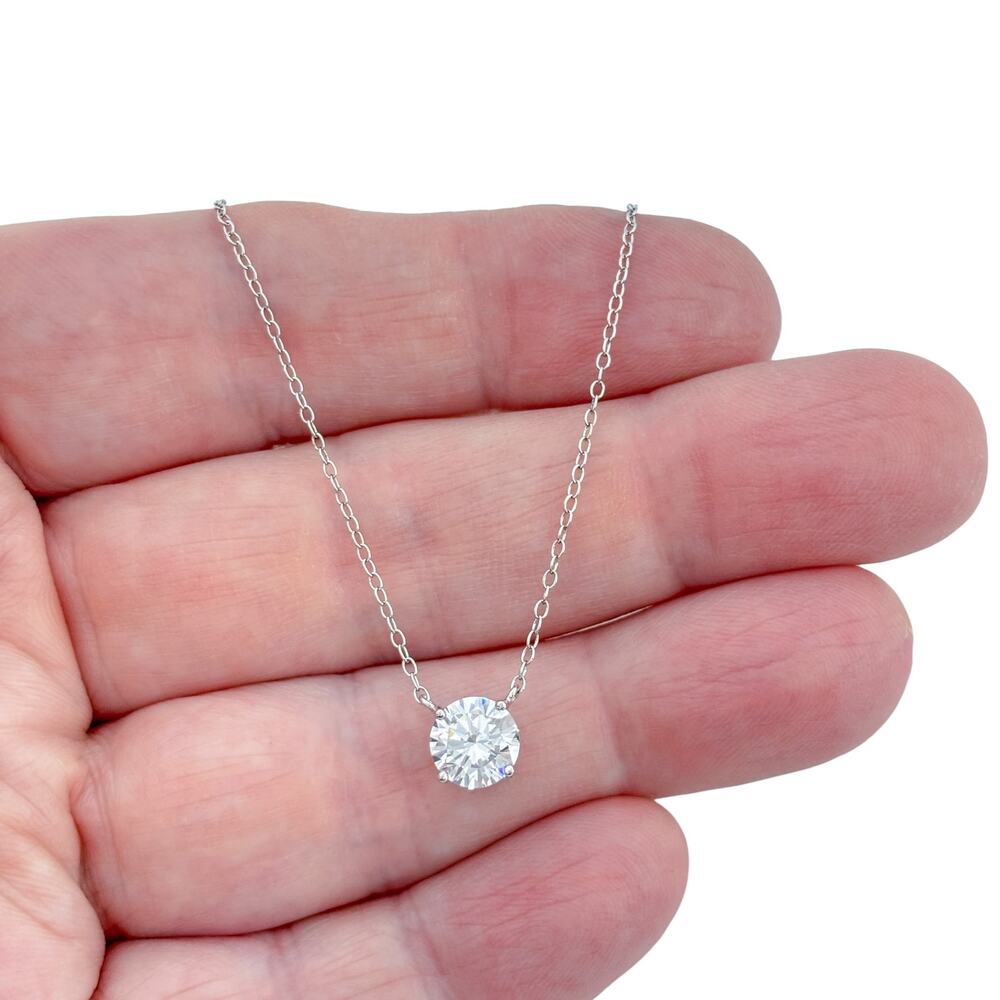 Vintage Sterling Silver 925 Cubic Zirconia Pendant Necklace 16", 17," 18"